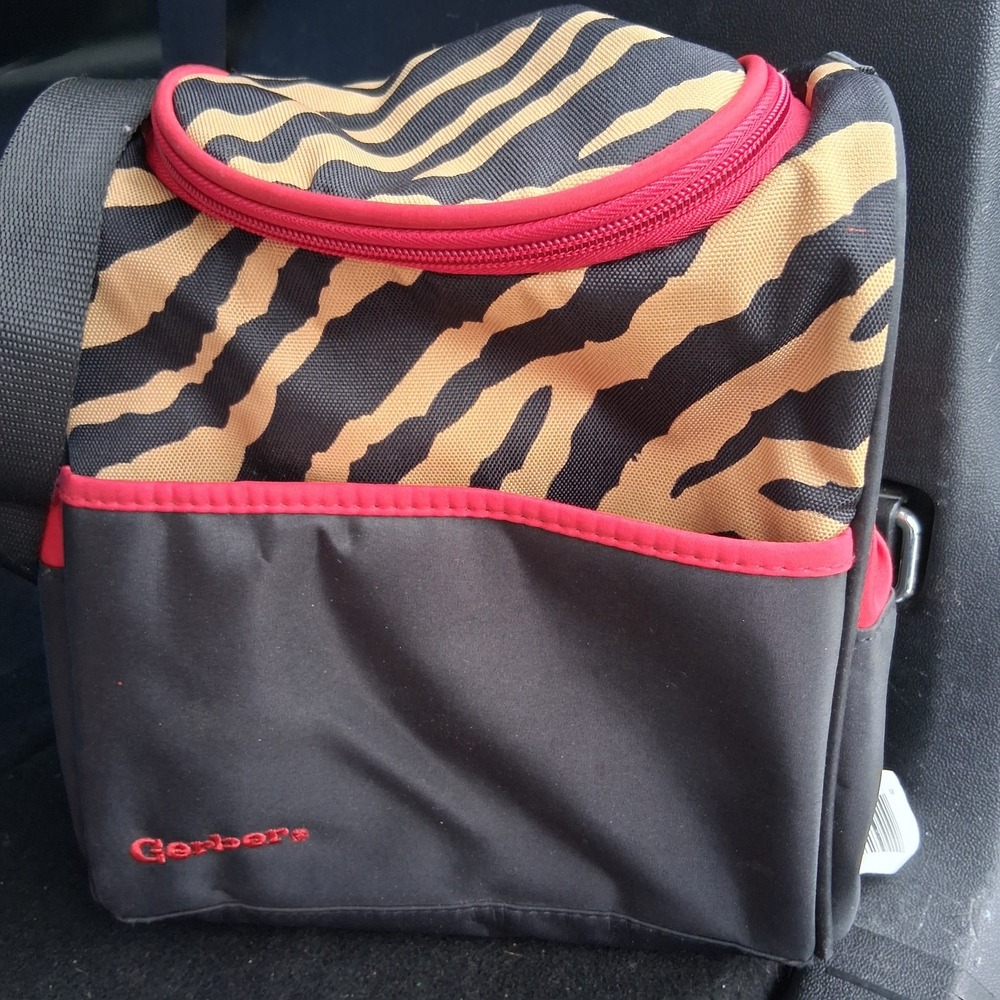 Vintage Y2K Gerber Mini Diaper Bag Tiger Stripe Animal Print Black Red Tan...